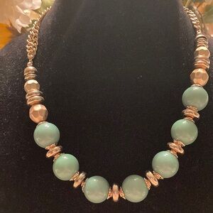 Elegant Gold and Green Beaded Necklace